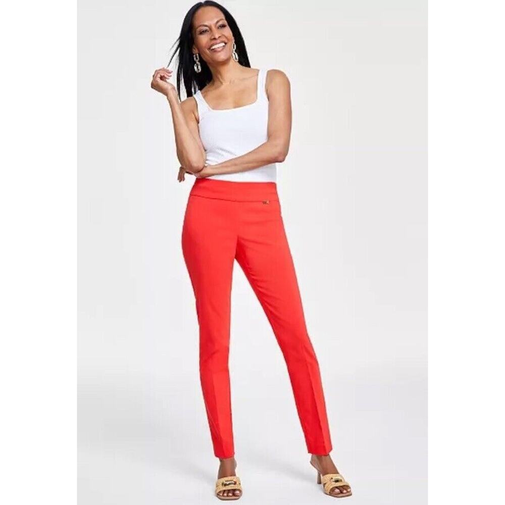 I.n.c. Concepts Women's Tummy-Control Mid-Rise Skinny Pants Sz-0 Red
